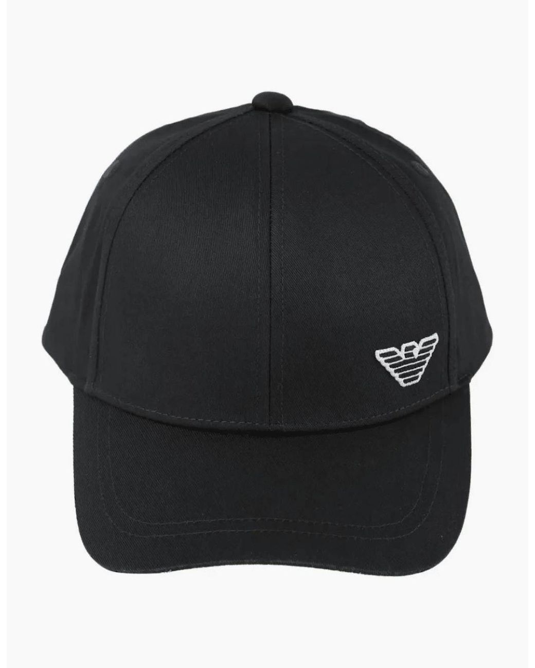 Emporio Armani Black Embroidered Eagle Cap for men