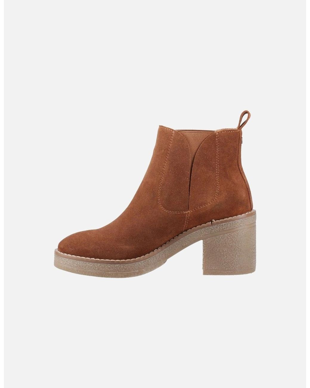 Hush Puppies Brown Felicia Suede Tan Heeled Chelsea Boots
