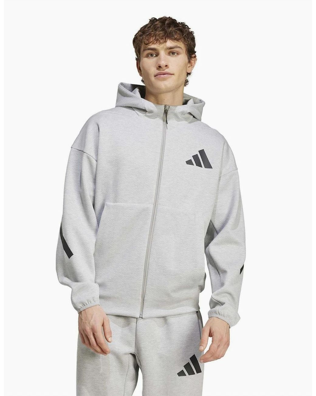 Adidas Gray Z.N.E. Hooded Neck Long Sleeve Sweatshirt for men