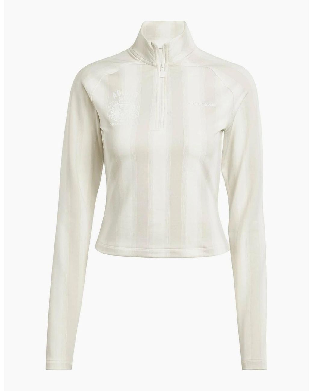 Adidas White Text Graphic Zip High Neck Long Sleeve Sweatshirt