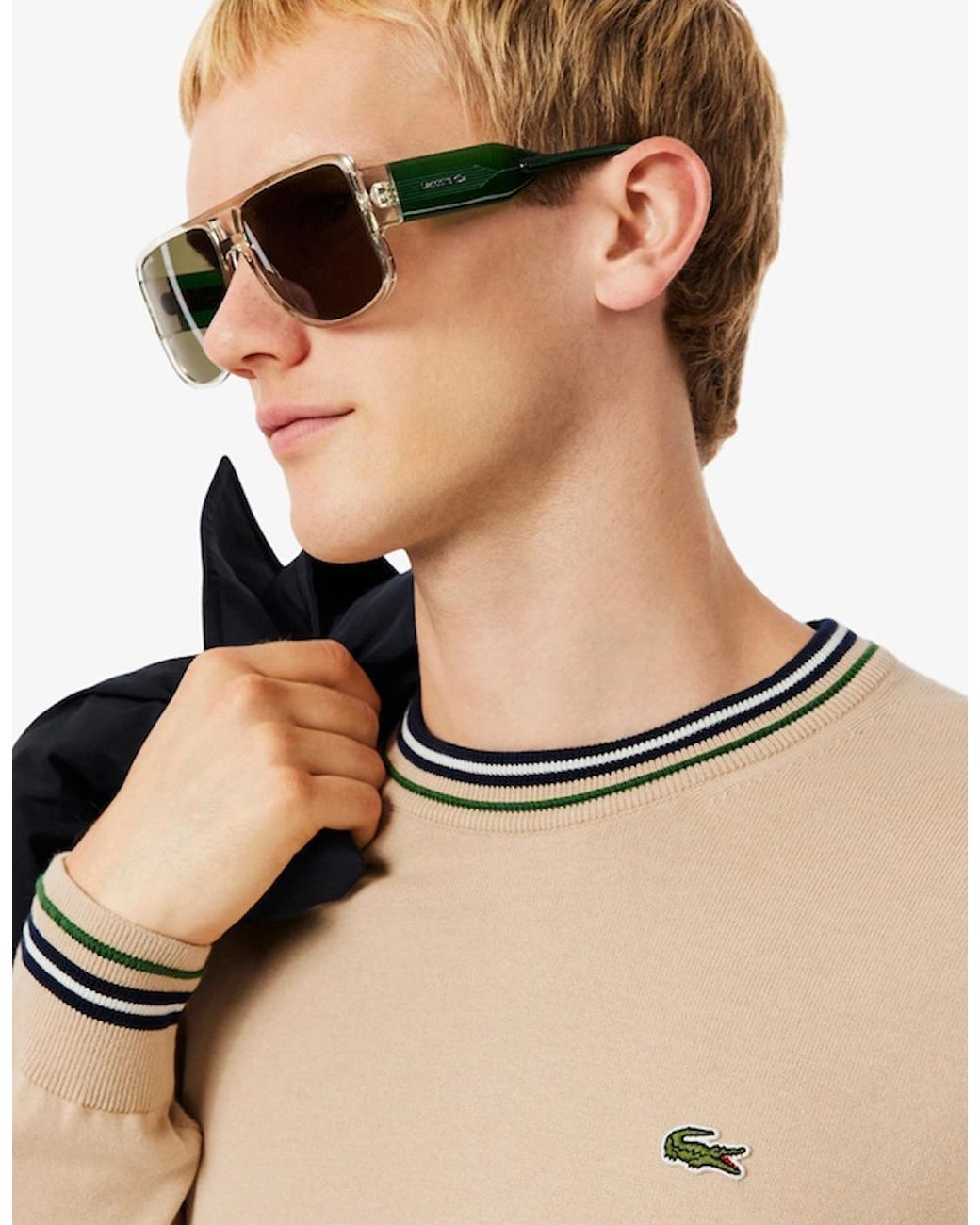 Lacoste Natural Striped Cotton Jersey Sweater for men