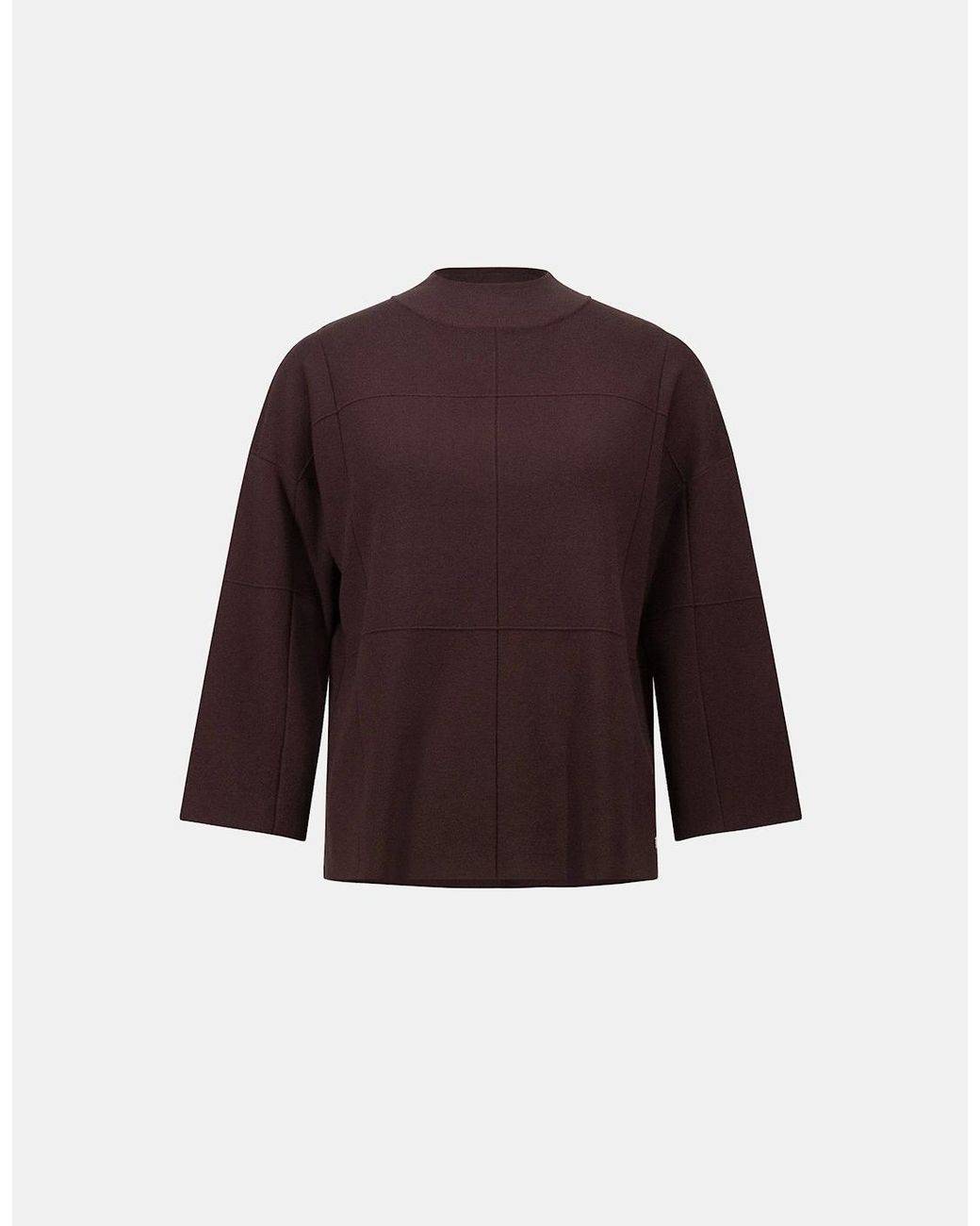 Joseph Ribkoff Brown Brushed Viscose Straight Sweater With Mock Neck