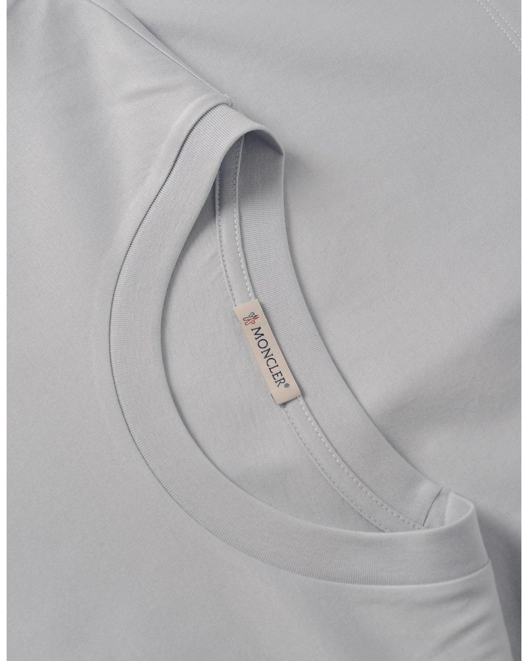 Moncler White Logo Embroidered Crewneck T-Shirt