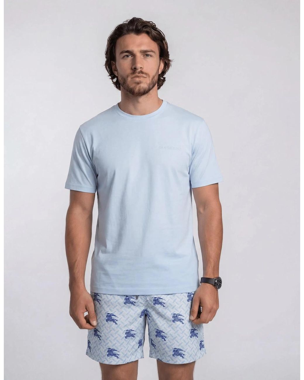 Burberry Blue 'Jenson' Crew Neck Logo T-Shirt Light for men