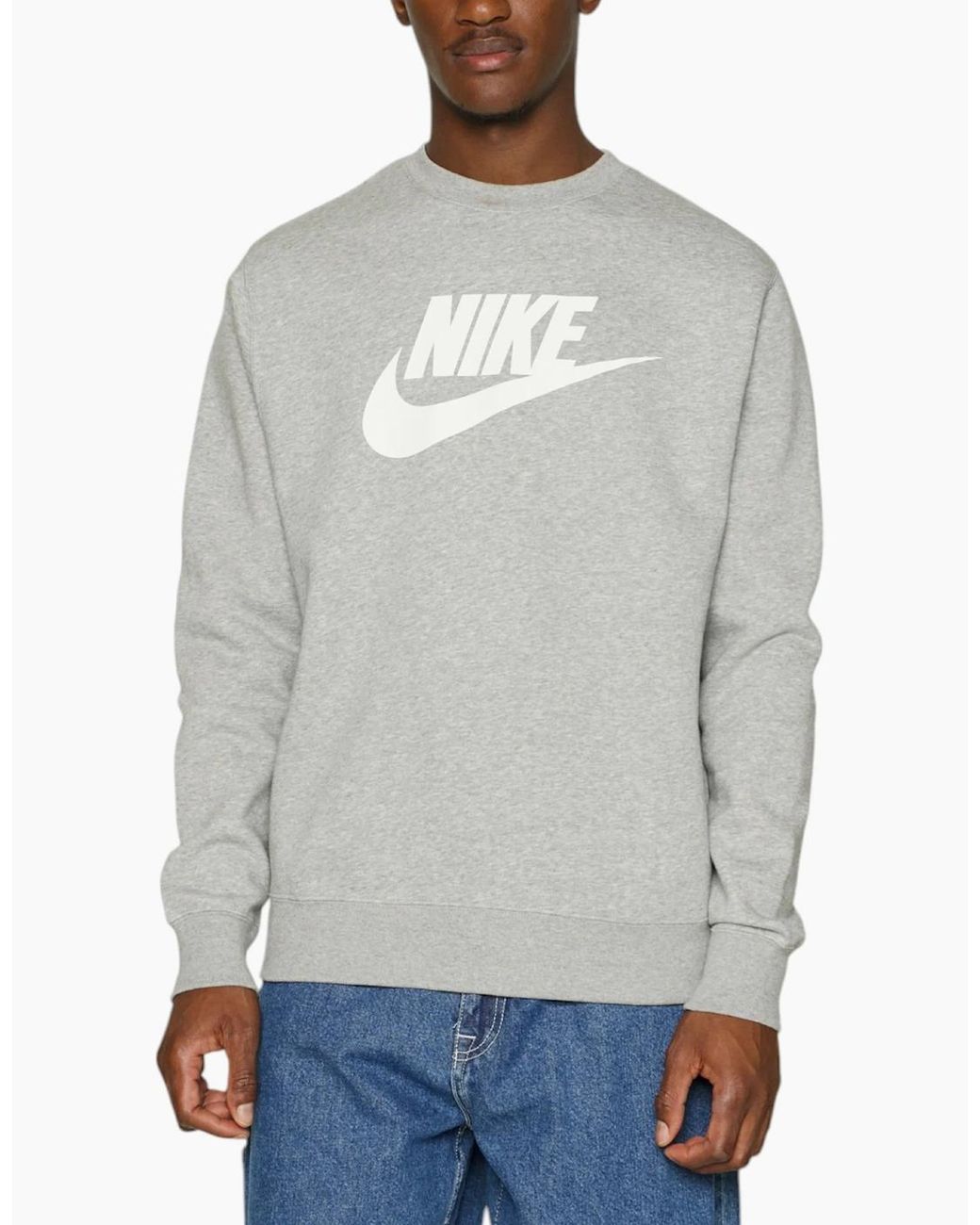 Nike Gray Dq4912 Sweatshirt Sportswear Club Fleece Crew Neck Pullover Jumper New for men