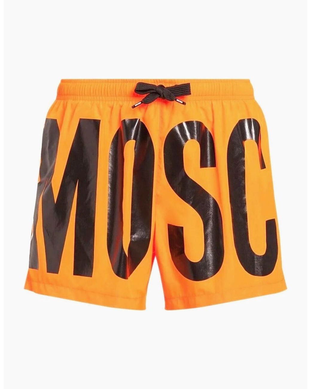 Moschino Orange Brand Print Logo Bright Short Swim Shorts for men