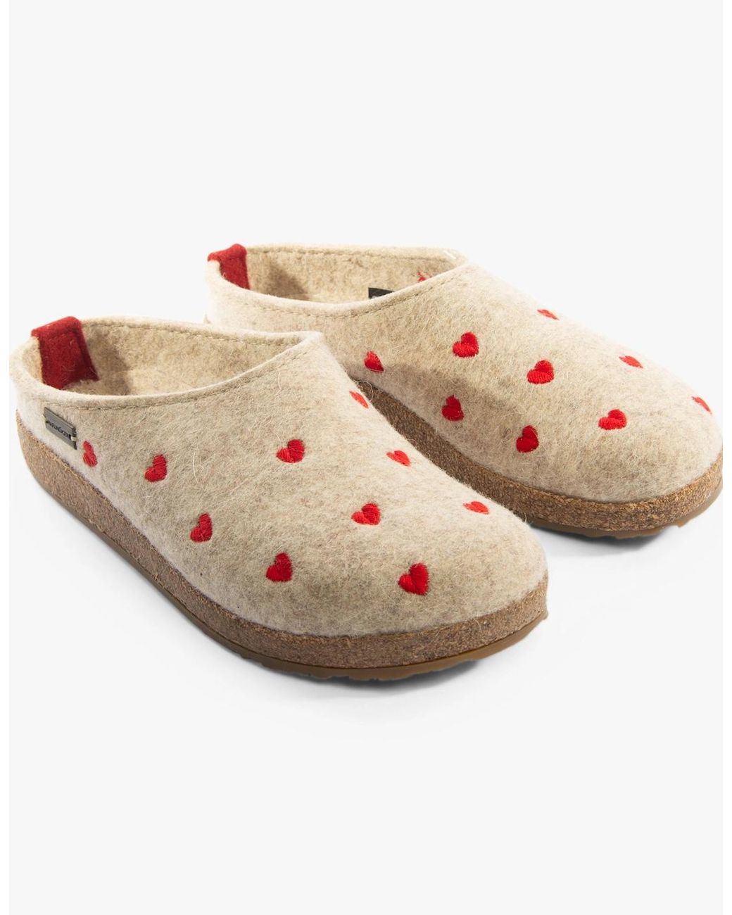 Haflinger Natural Cuoricini Felt Clogs