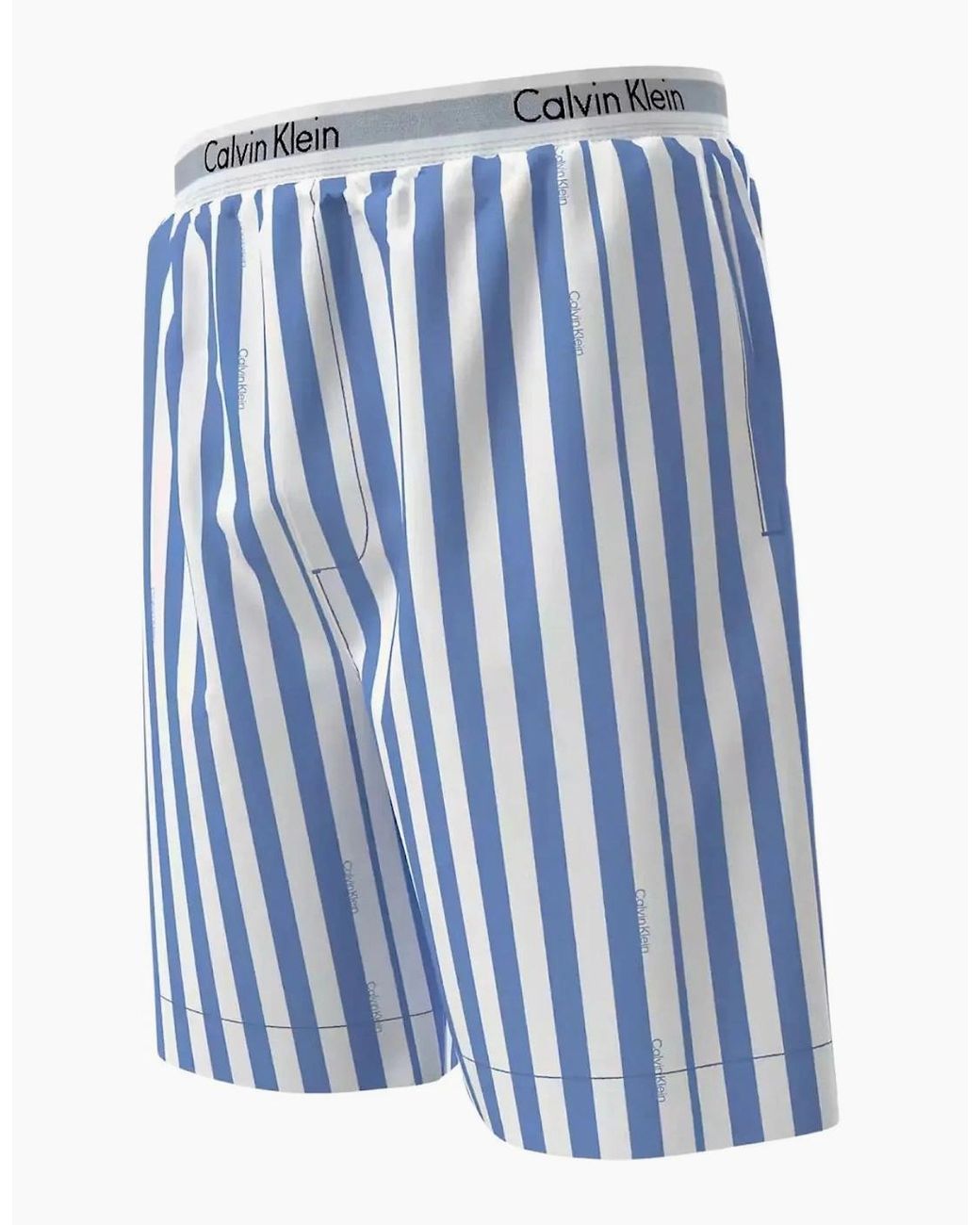 Calvin Klein White T-Shirt & Poplin Stripe Shorts Pyjama Set for men