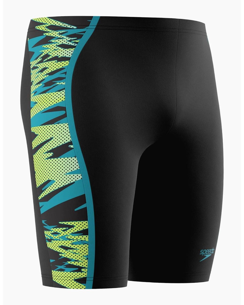 Speedo Black Hyperboom Splice Patterned Mid Rise Jammer Shorts for men