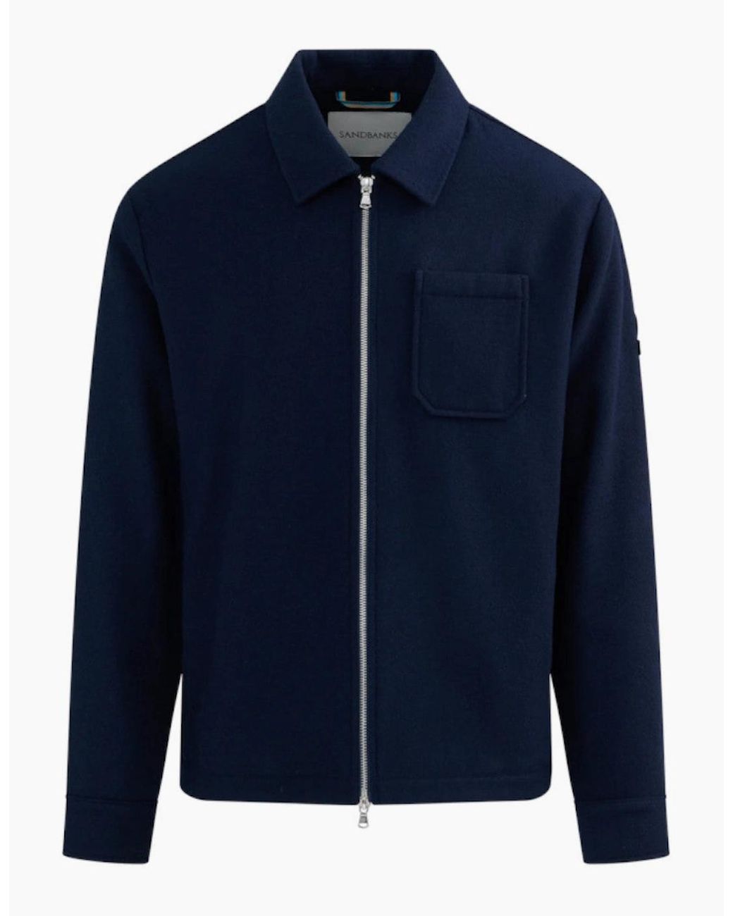 Sandbanks Blue Wool Zip Shirt for men