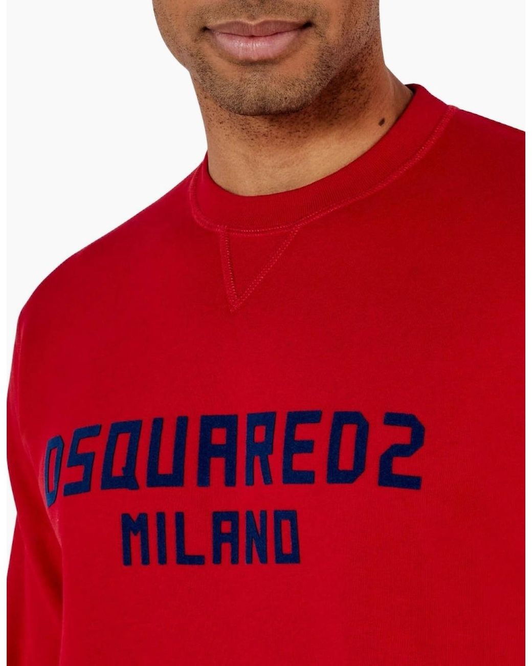 DSquared² Red Cool Fit Milano Crew Neck Jumper for men