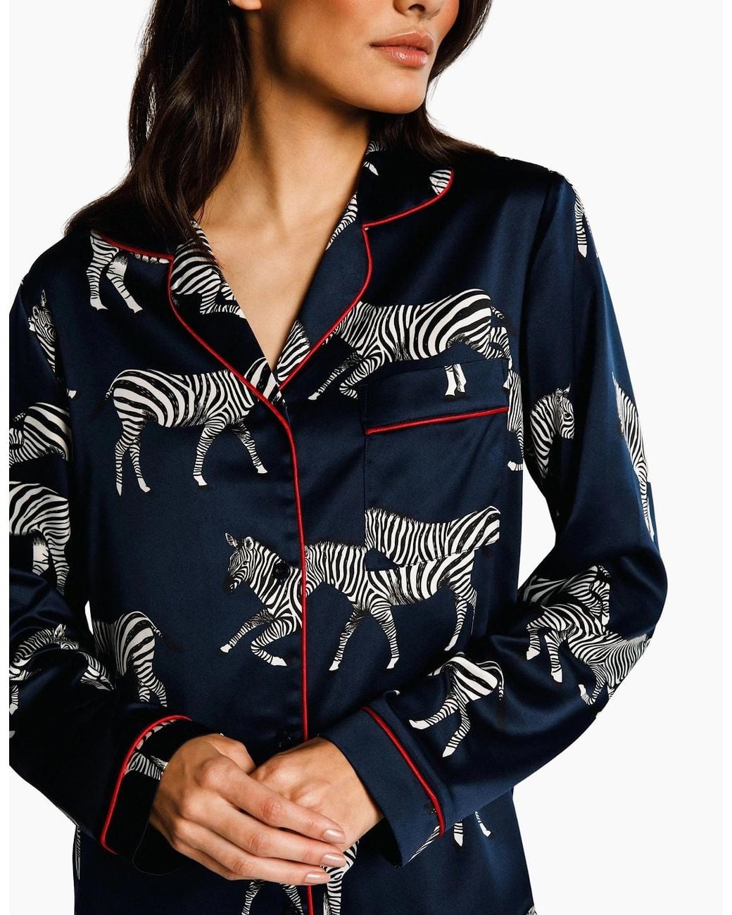 Chelsea Peers Blue Cw9004Rzba20 Satin Long Pyjama Set