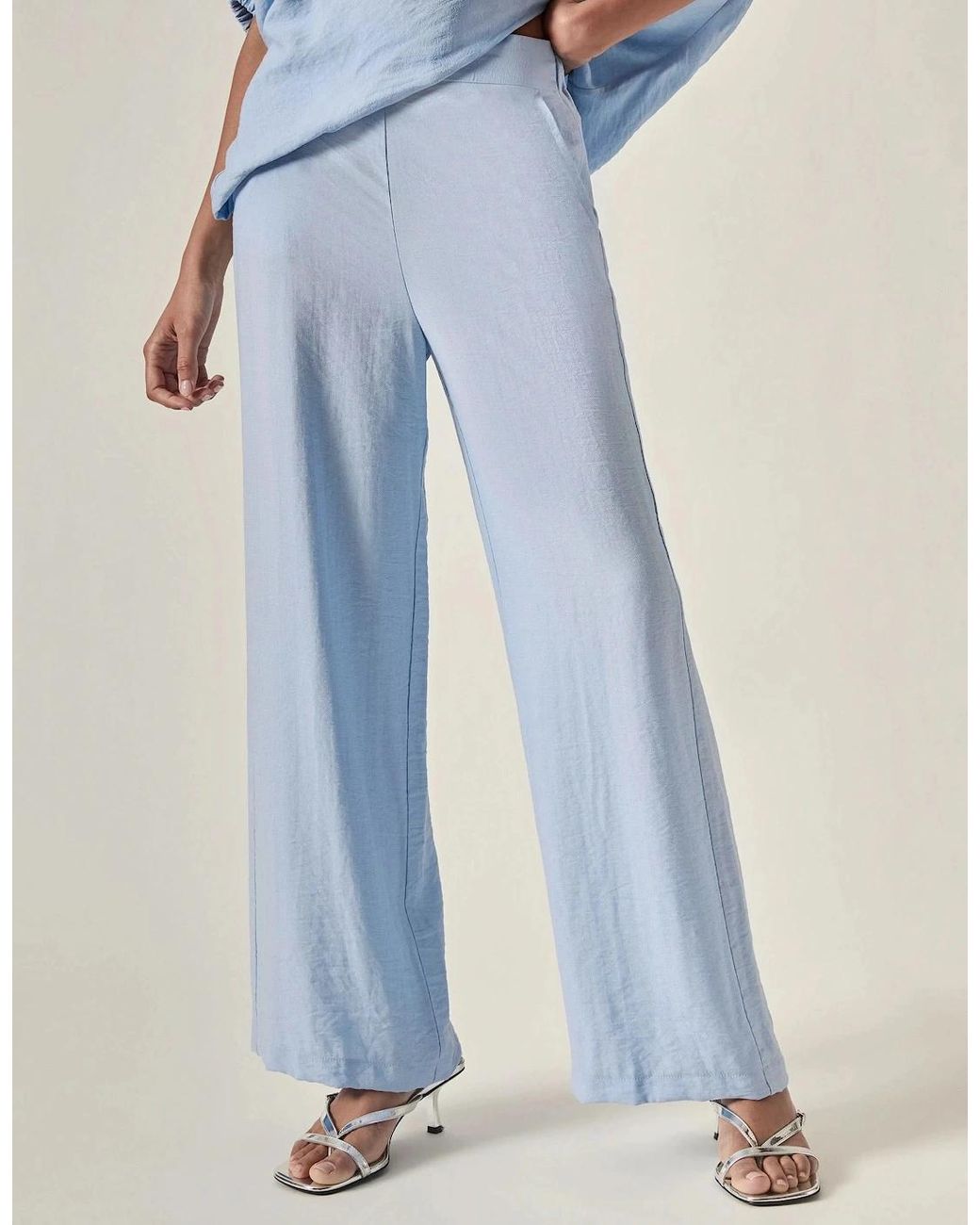 James Lakeland Blue Relaxed Side Zip Trousers – Powder