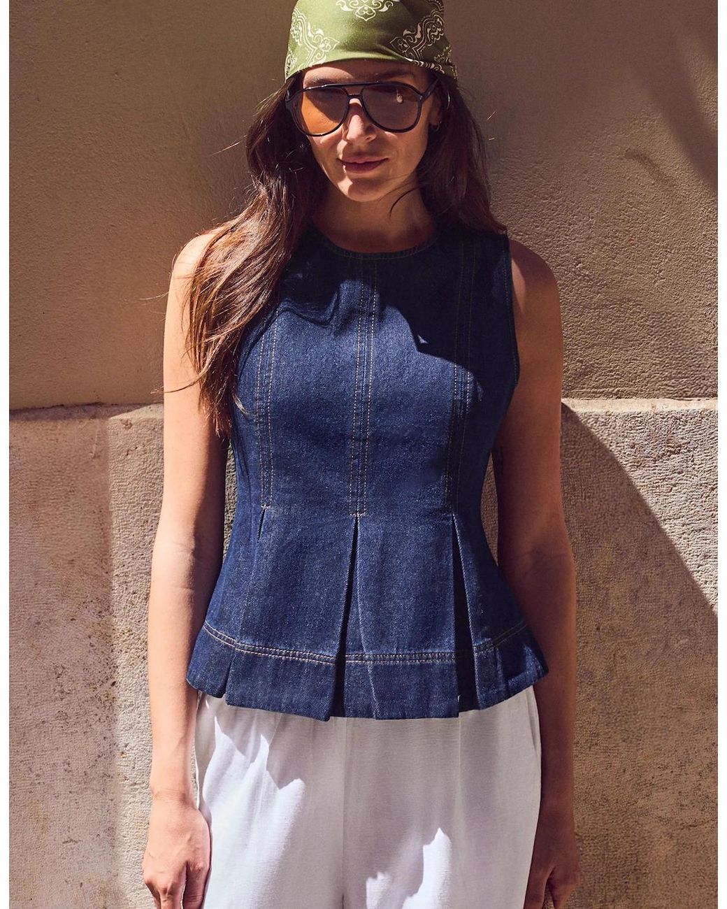 Ro&zo Blue Denim Peplum Top