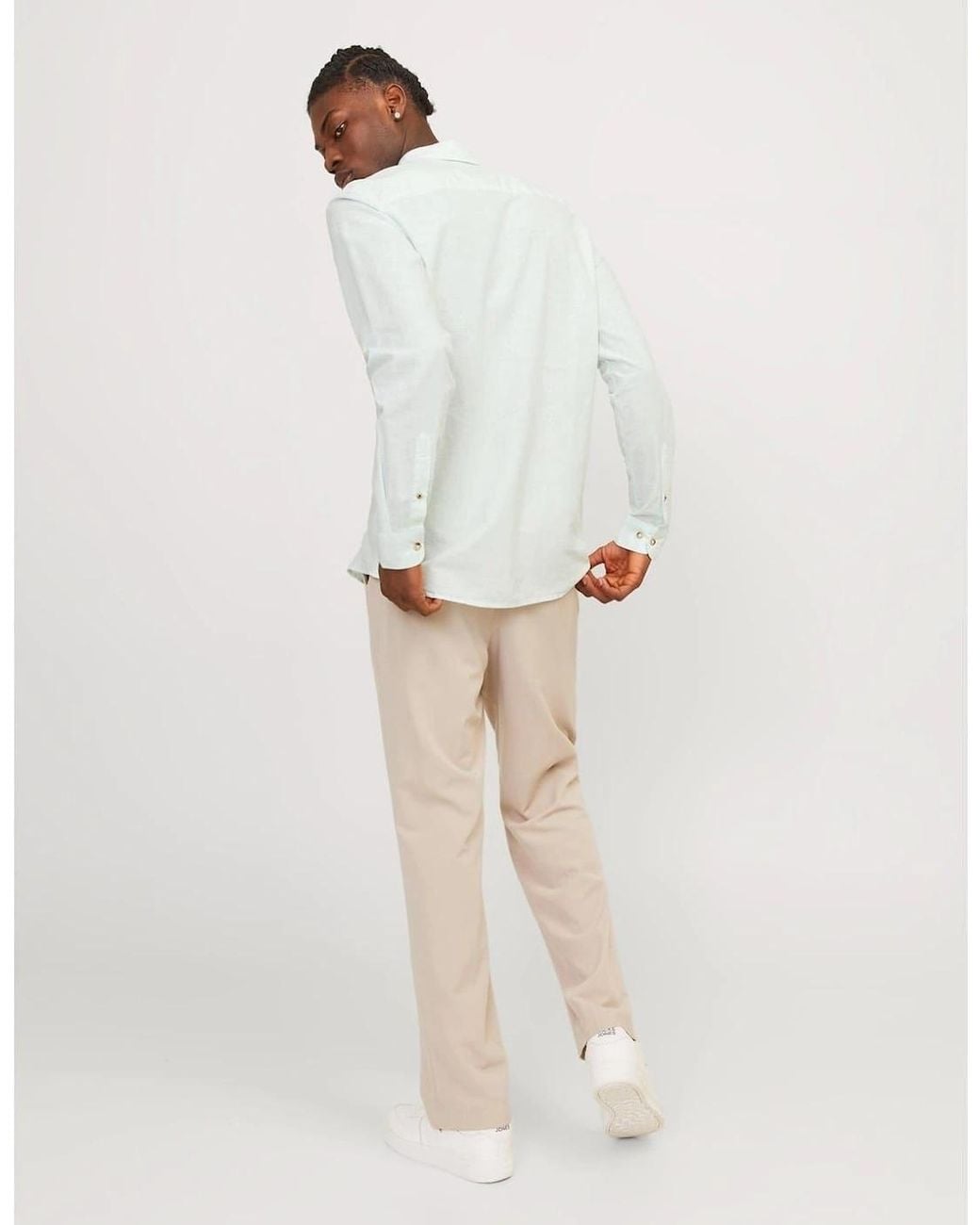 Jack & Jones White Regular Fit Long Sleeve Shirt for men