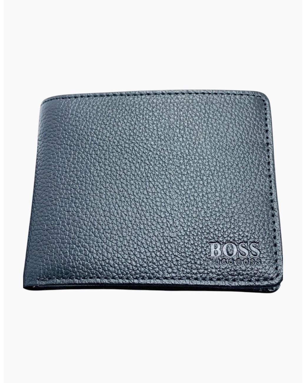 Boss Blue Genuine Leather Wallet Traveller Bifold Credit Card Holder for men