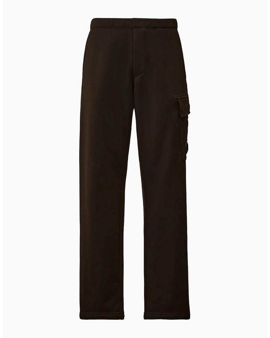 C P Company Black Diagonal Raised Fleece Lens Sweatpants for men