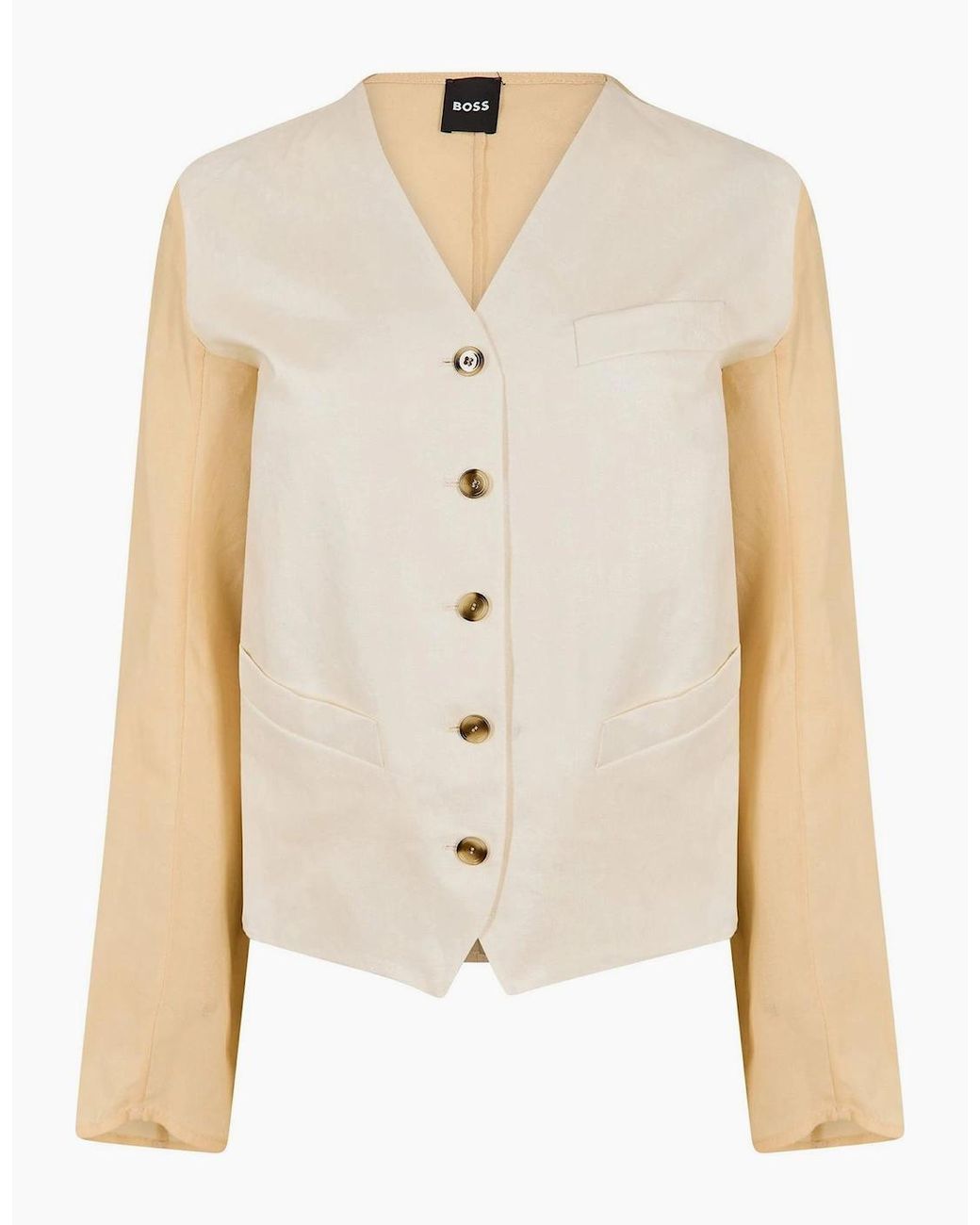 Boss White Jaleo Solid Patterned Waist Coat