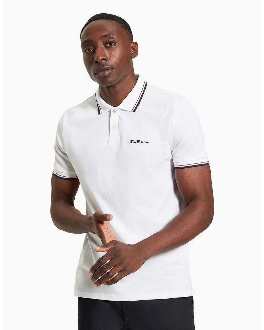 Ben Sherman White Signature Pique Short Sleeve Polo Shirt for men