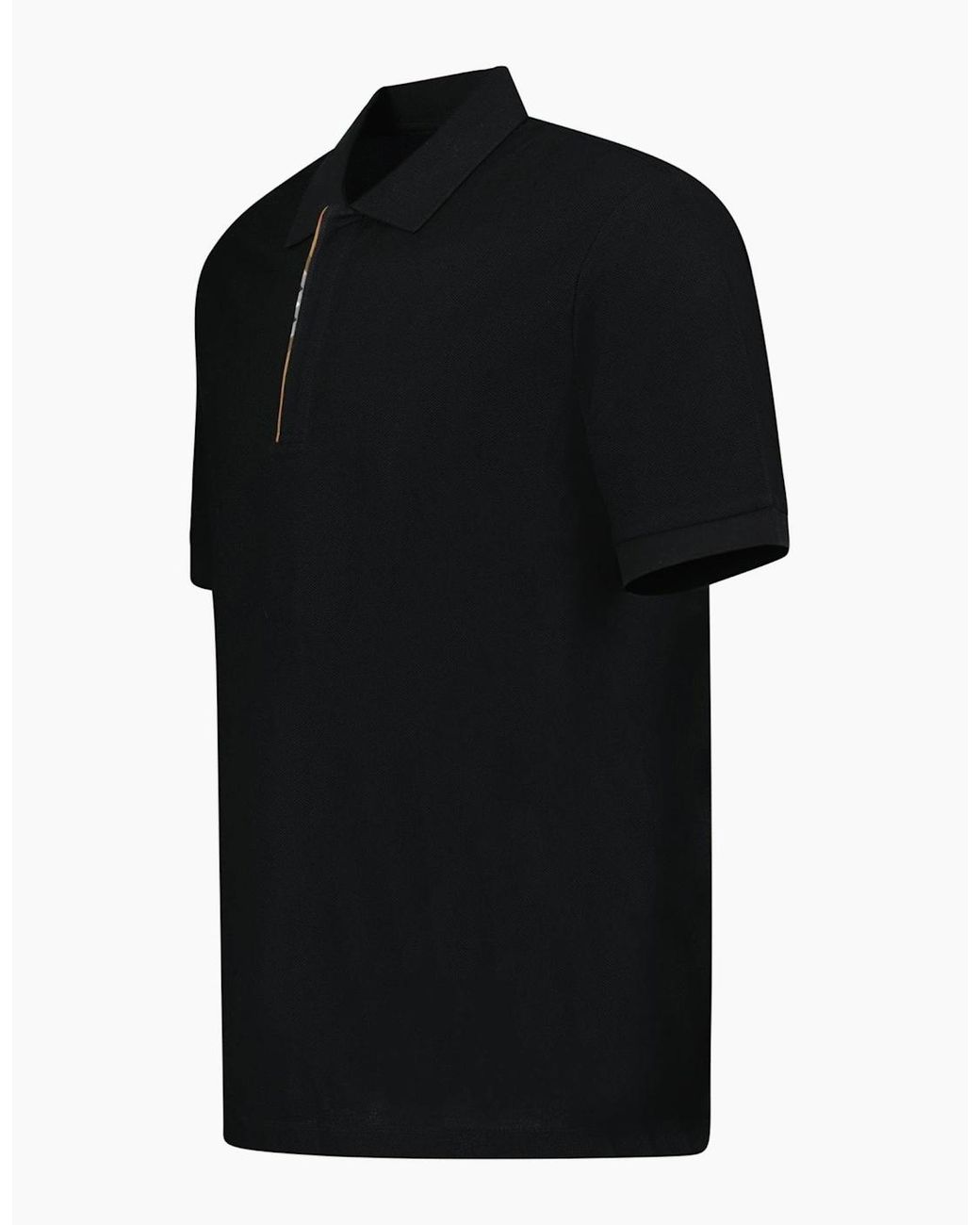 Burberry Black 'Hartford' Check Placket Zip Polo for men