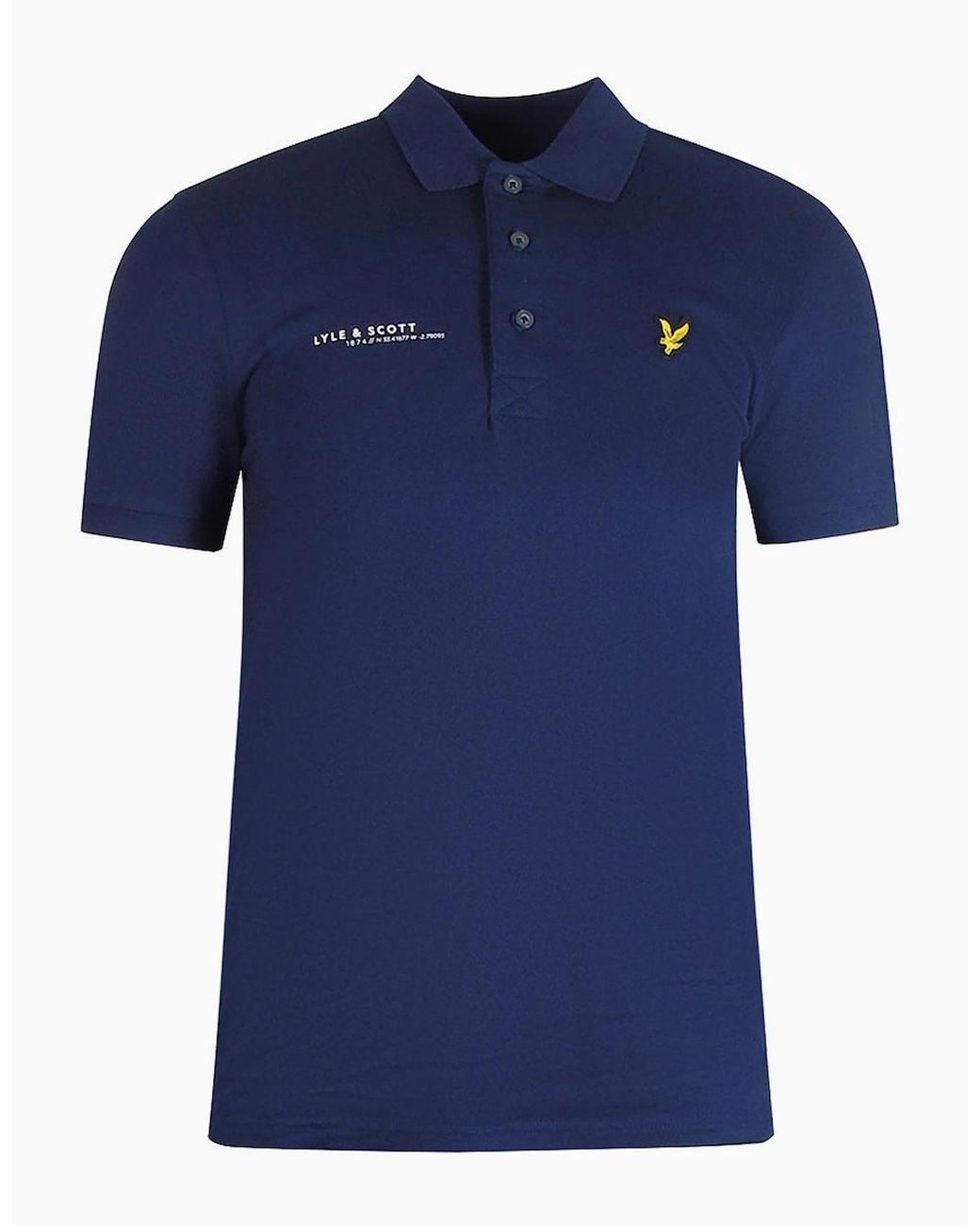 Lyle & Scott Blue Lyle & Scott Co-Ordinate Print Logo Short Sleeved Polo Shirt for men