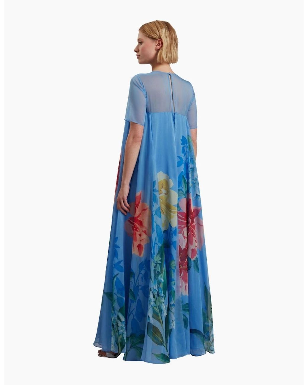 Ted Baker Blue Marie Cap Sleeve Volume Maxi Dress
