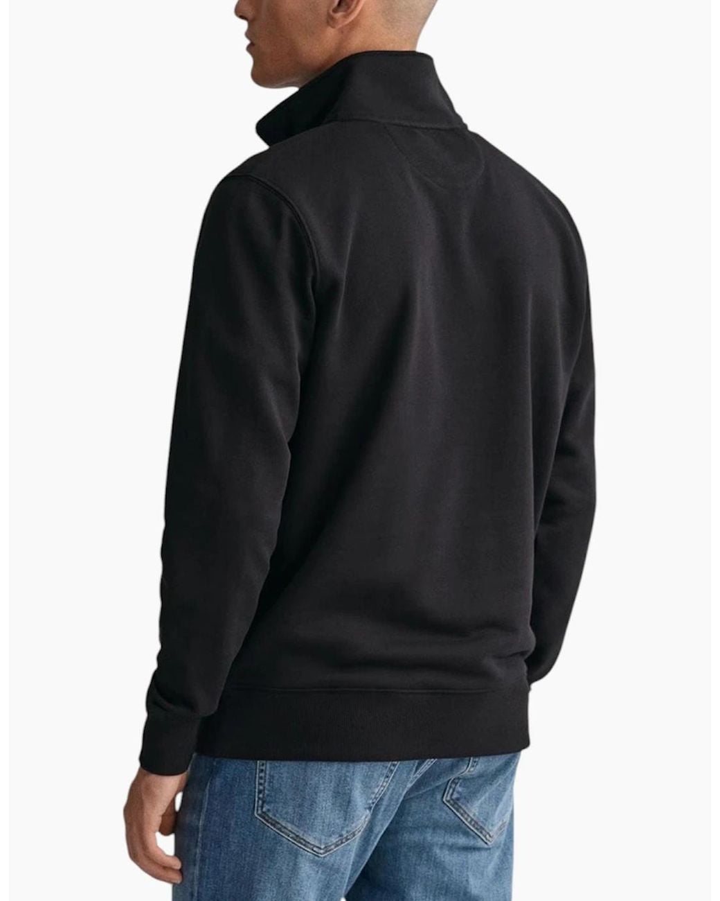 Gant Black Sweatshirt Embroidered Shield Half Zip Pullover Winter Jumper for men