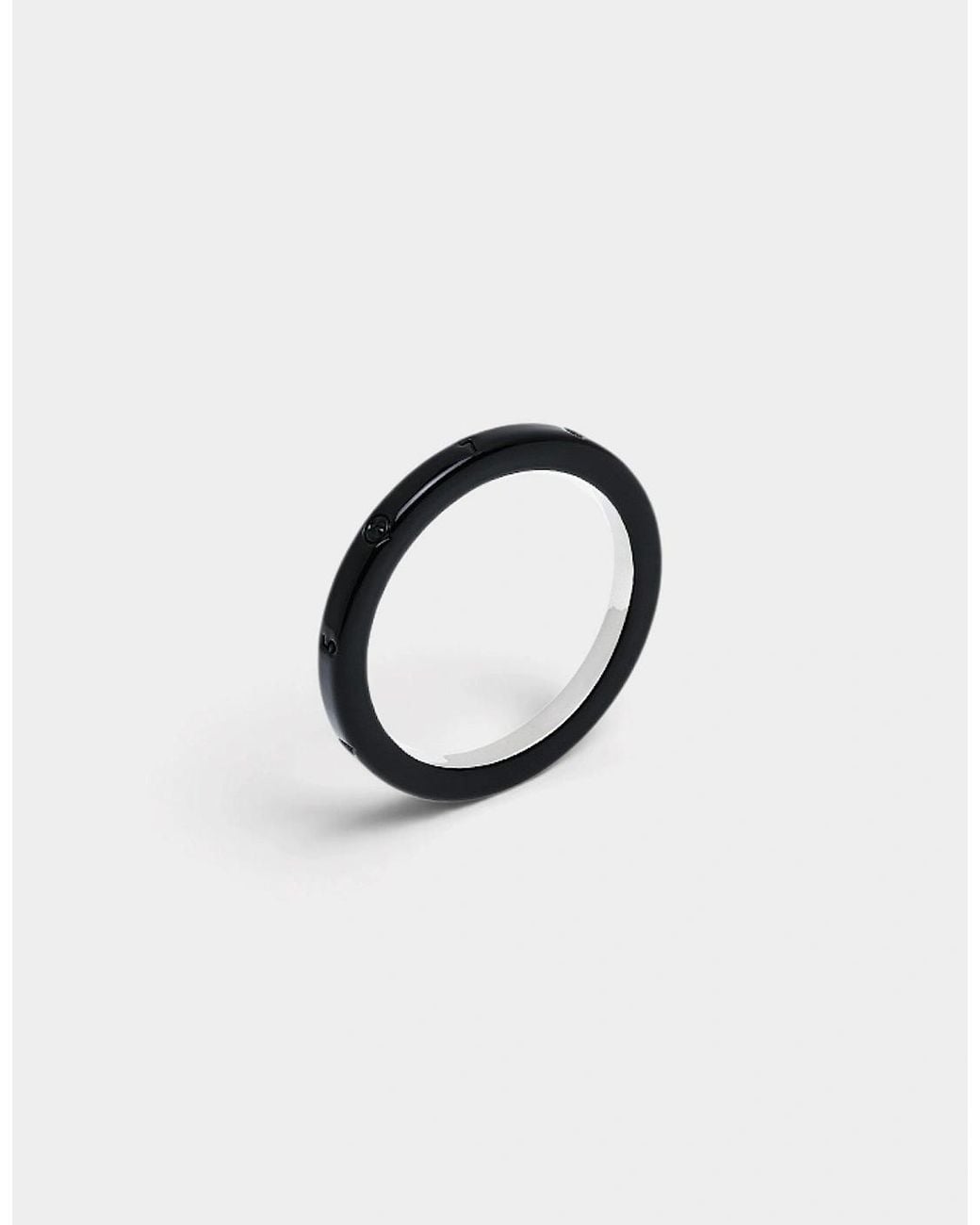 Maison Margiela Blue Mm6 Number Logo Slim Band Ring Polished Palladio