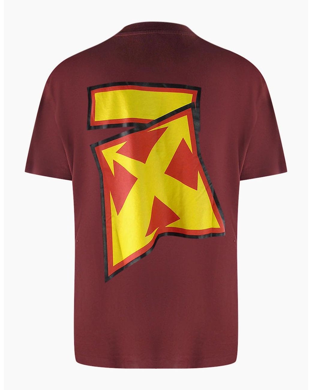 Off-White c/o Virgil Abloh Red Thunder Stable Oversized Fit Burgundy T-Shirt for men