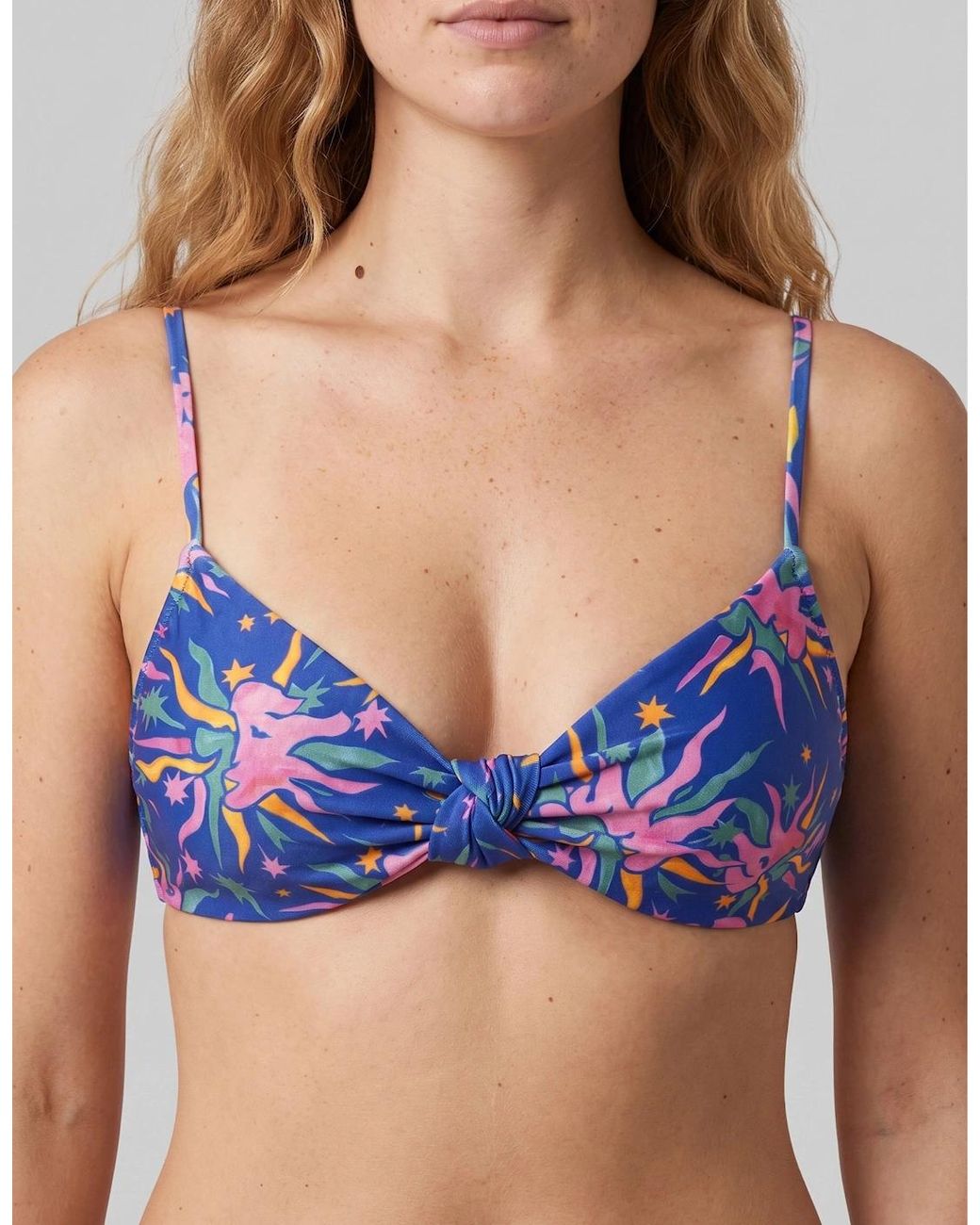 Oceanus Blue Daphne Rose Bikini Top