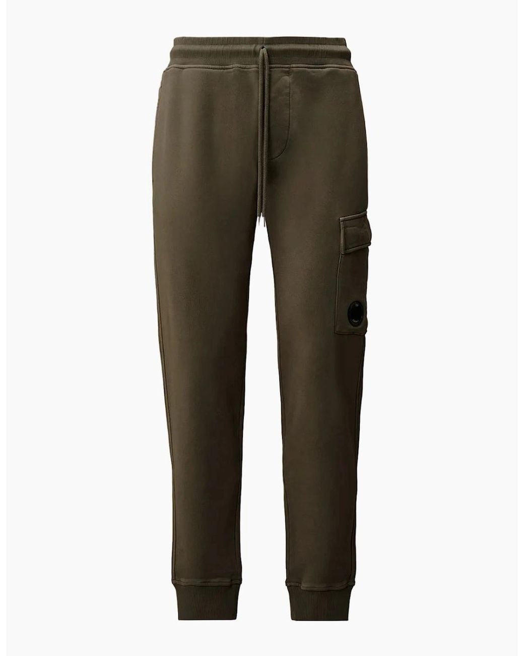 C P Company Green Resist Dyed Diagonal Fleece Lens Sweatpants for men