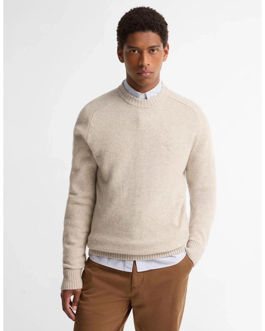 Barbour White Newtown Crew Neck Jumper for men