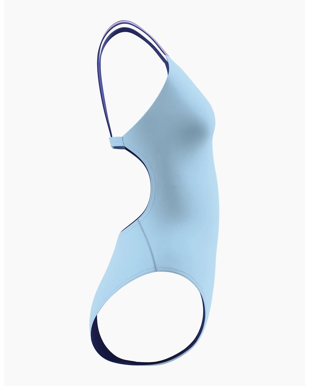 Speedo Blue Ladies Solid V-Cut Comfort One Piece Swimsuit