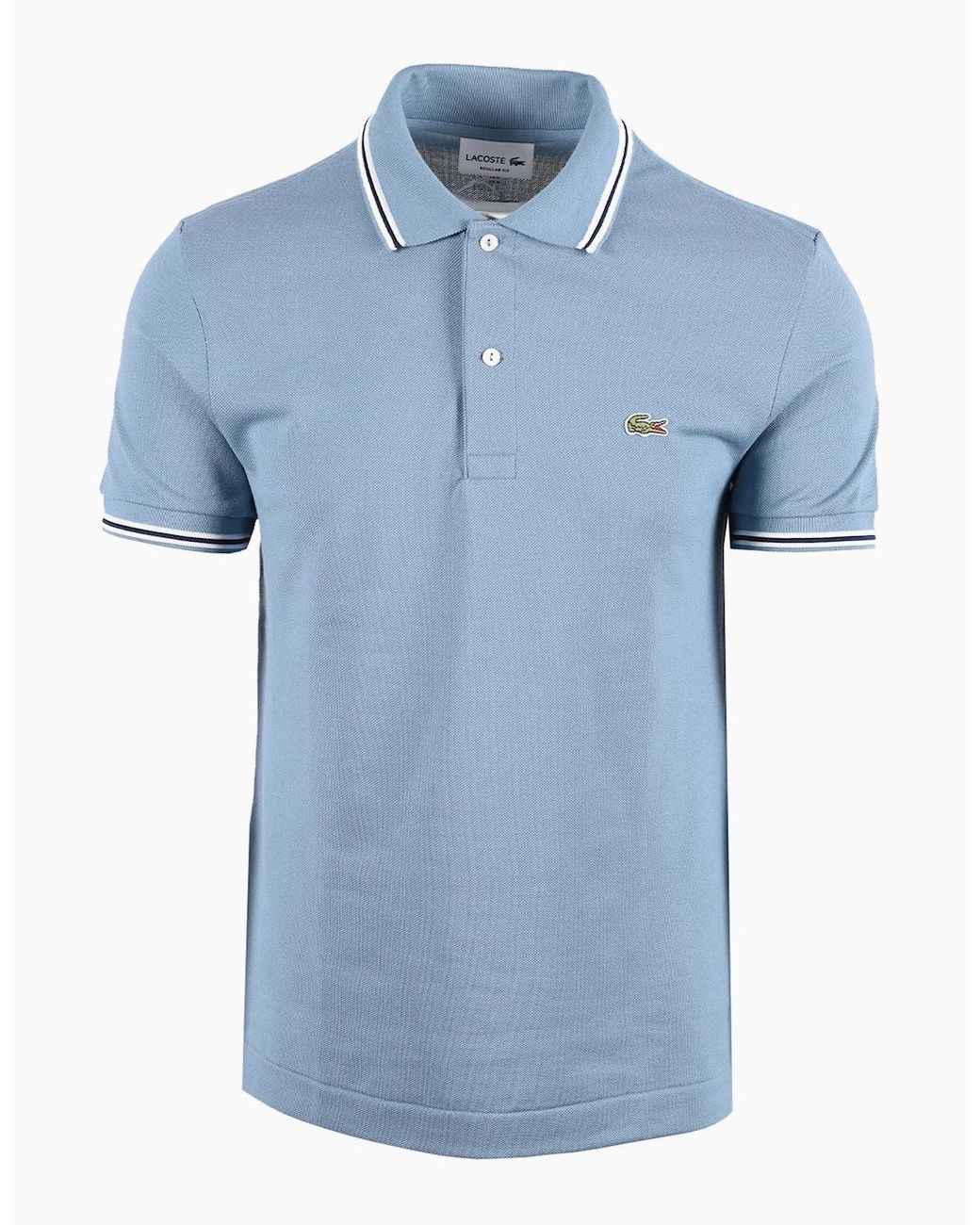 Lacoste Blue Short Sleeved Ribbed Collar Polo Mid for men
