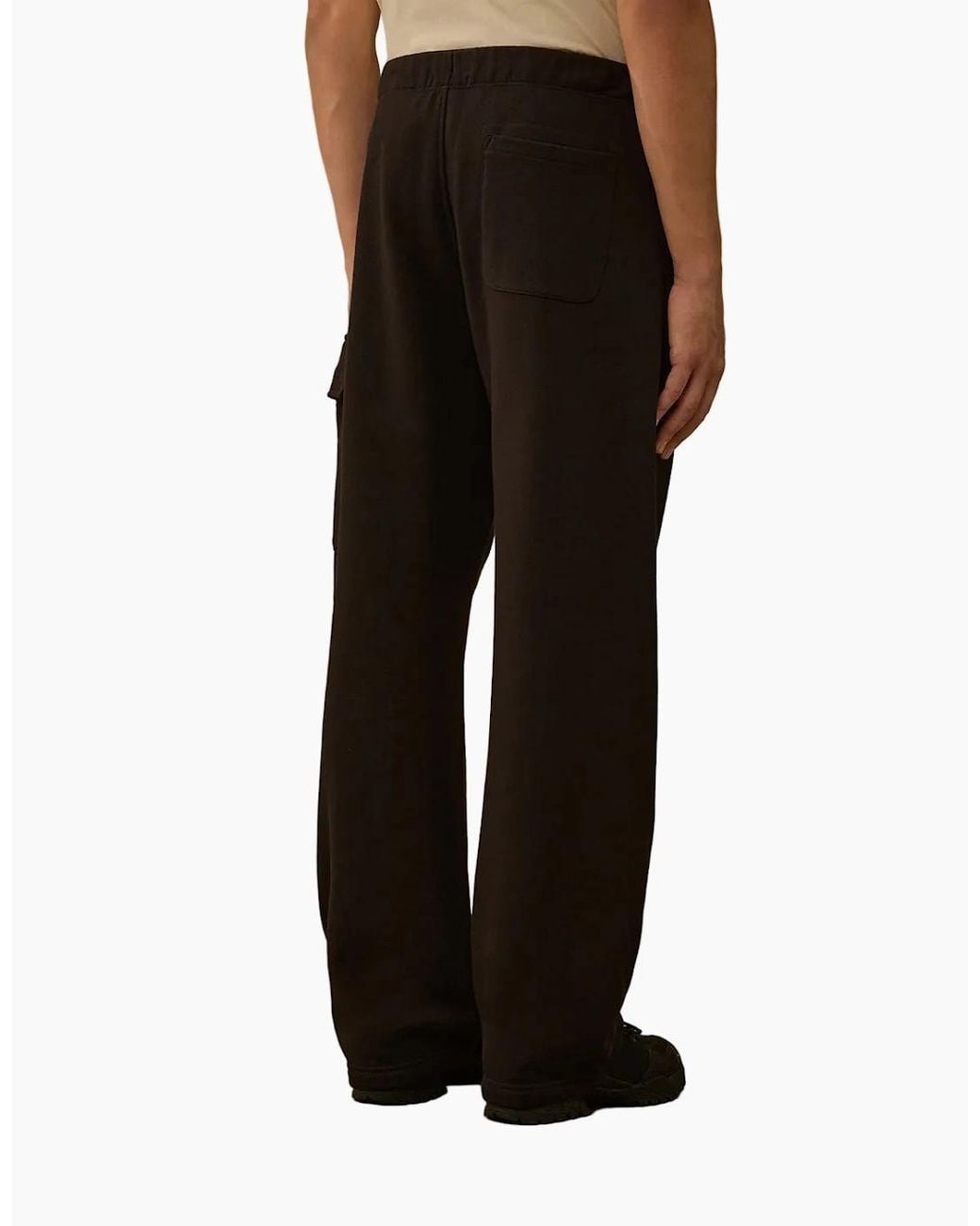 C P Company Black Diagonal Raised Fleece Lens Sweatpants for men