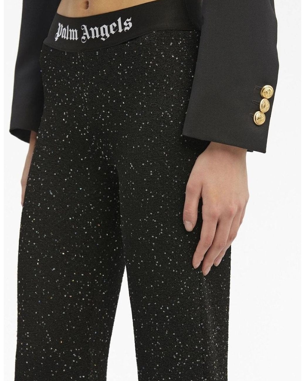 Palm Angels Black Soiree Knit Logo Pant