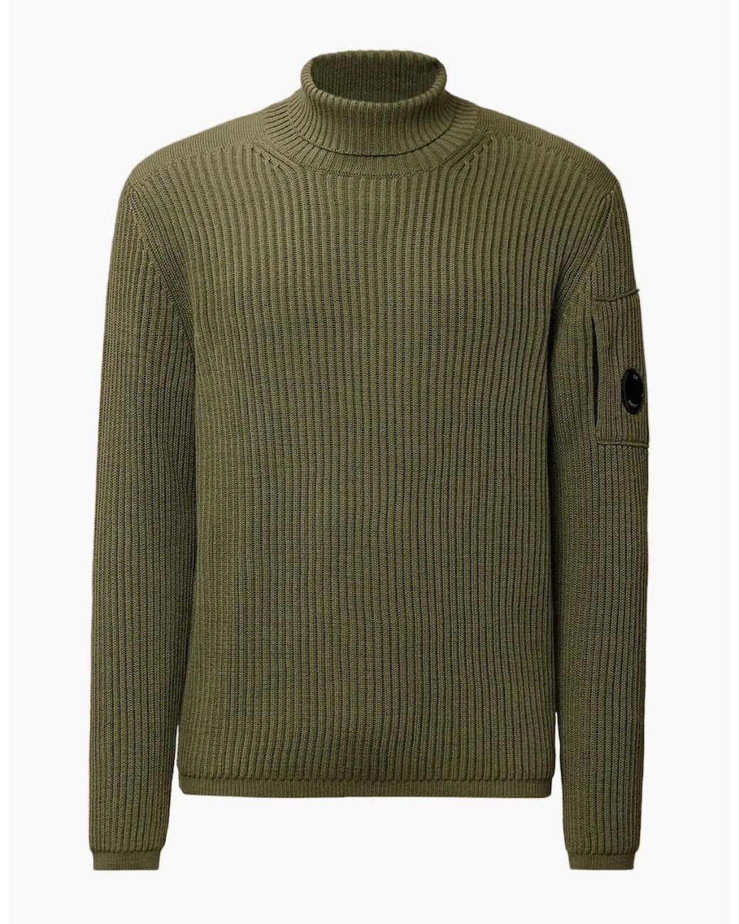 C P Company Green Re-Wool Turtleneck Lens Knit for men