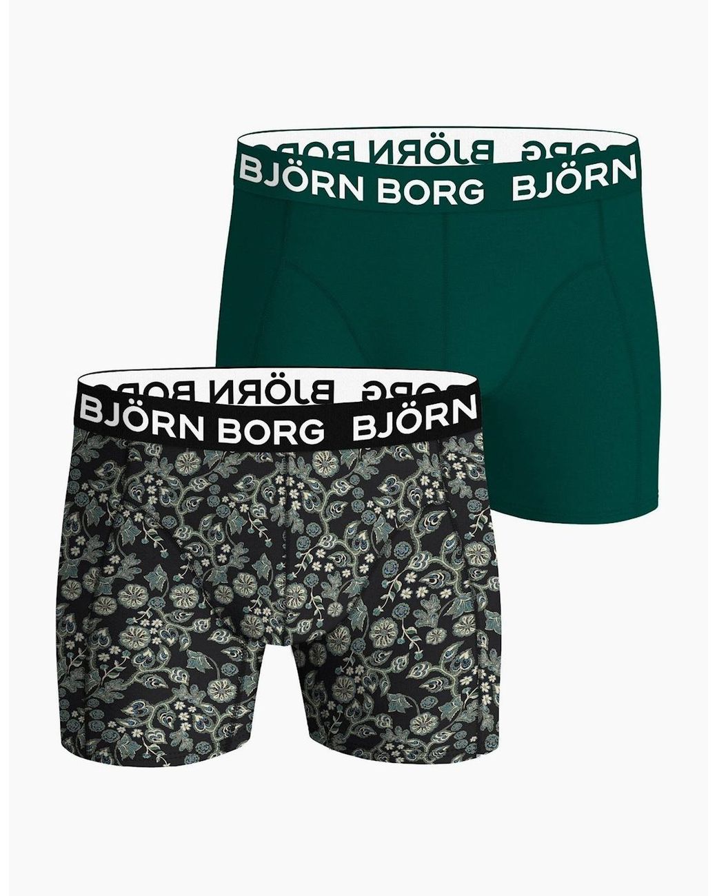 Björn Borg Green 2-Pack Leaf Silhouette Bamboo Boxer Briefs for men