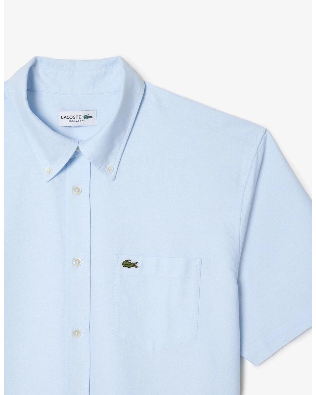 Lacoste Blue Regular Fit Ss Oxford Shirt for men