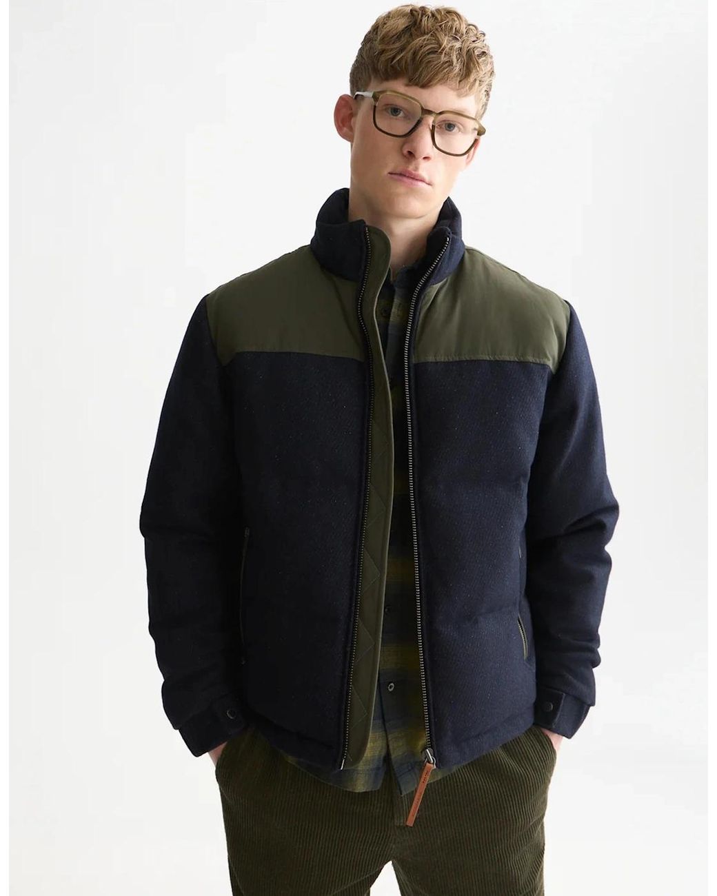 Scotch & Soda Black Heritage Wool Puffer Jacket Sky Captain for men