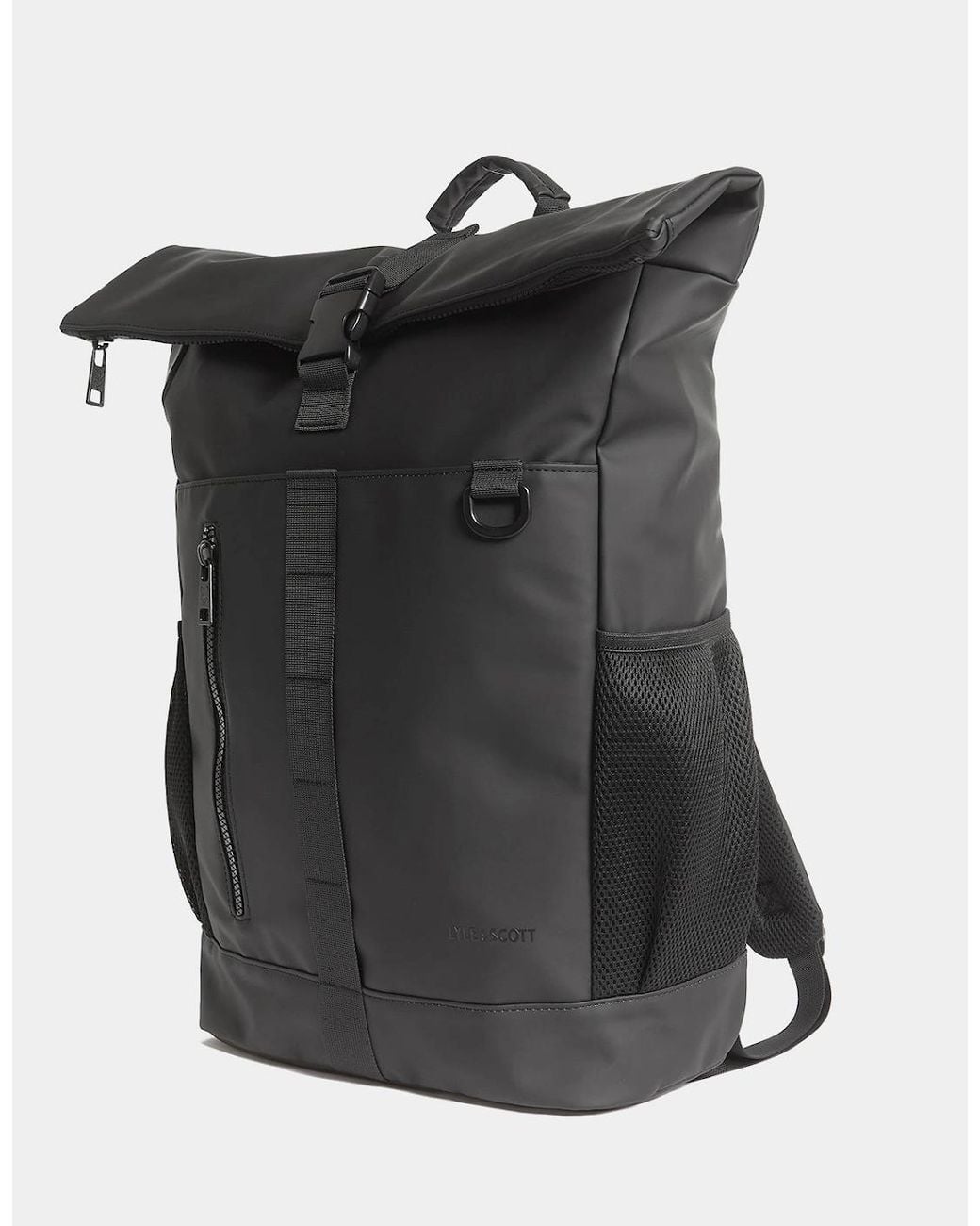 Lyle & Scott Black Water Resistant Rolltop Backpack for men