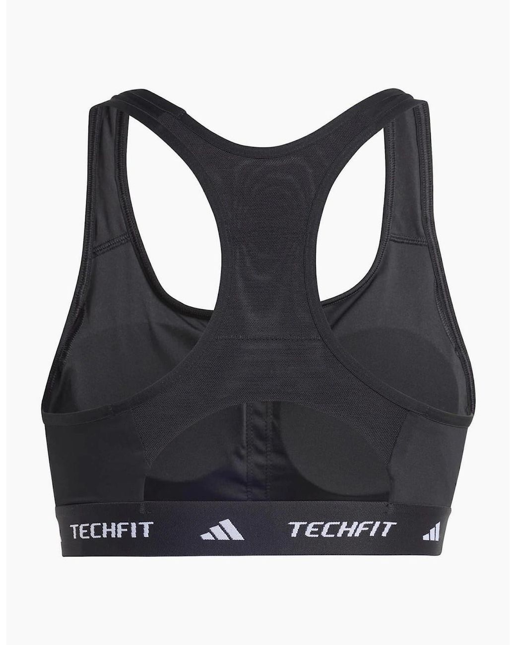 Adidas Black Crew Neck Compression Fit Cropped Bra