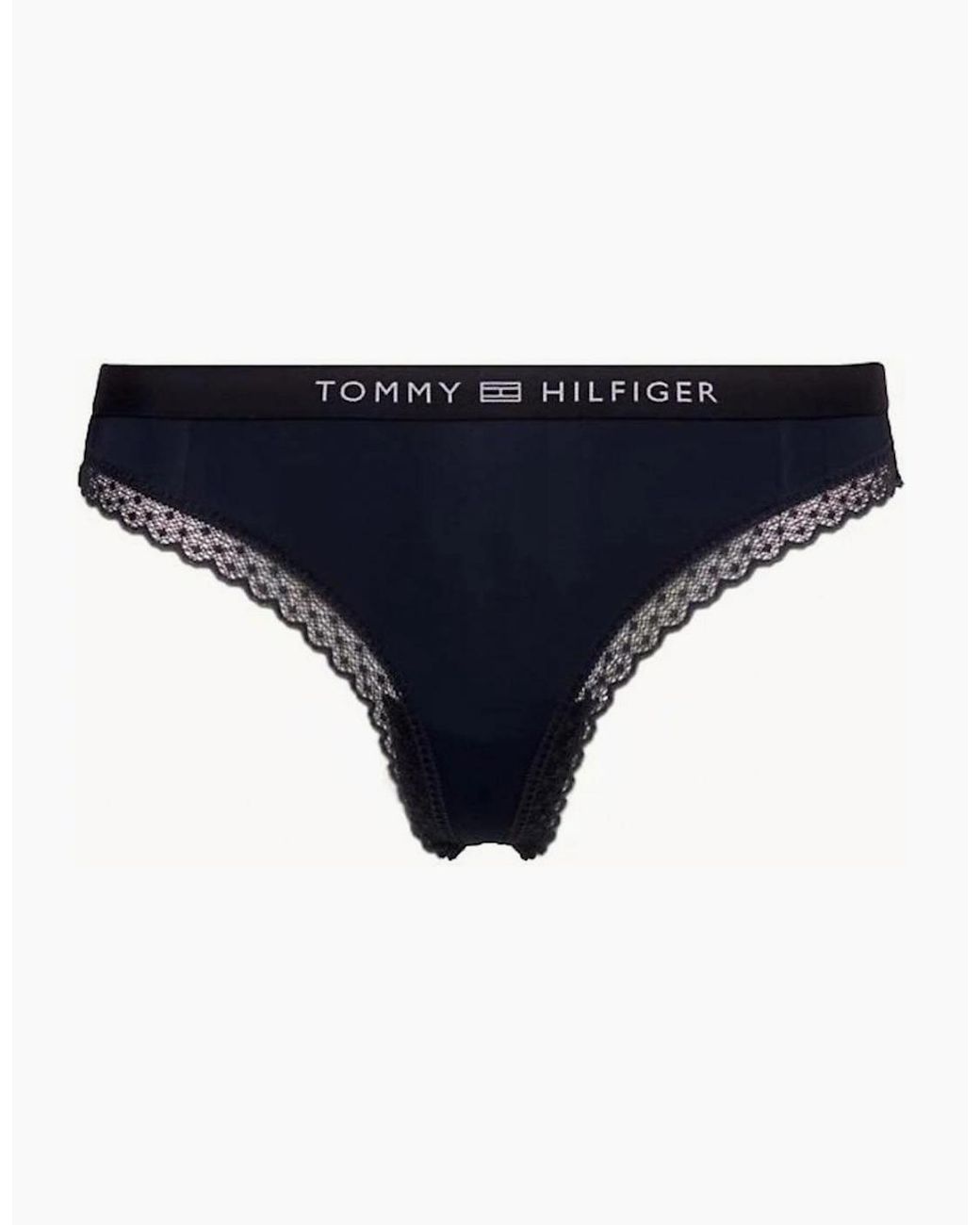 Tommy Hilfiger Blue Th Tonal Logo Lace Thong