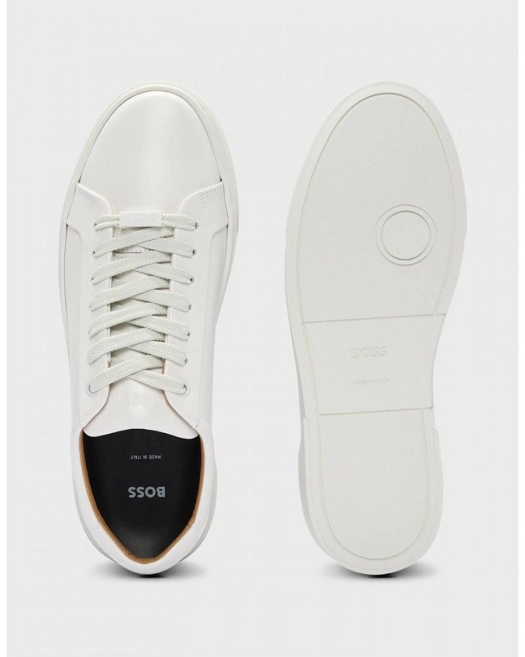 Boss White Boss Gary Tenn Leather Low-Top Trainers With Branded Lace Loop Nos for men