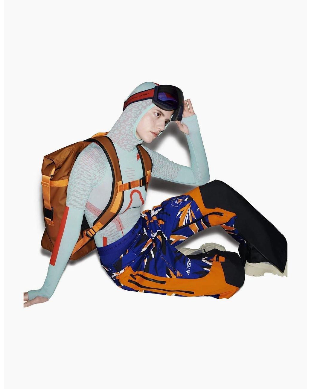 Adidas Blue Abstract Patterned Regular Fit Ski Pants