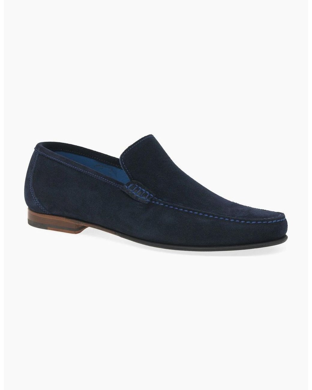 Loake Blue Nicholson Suede Moccasin Shoes for men