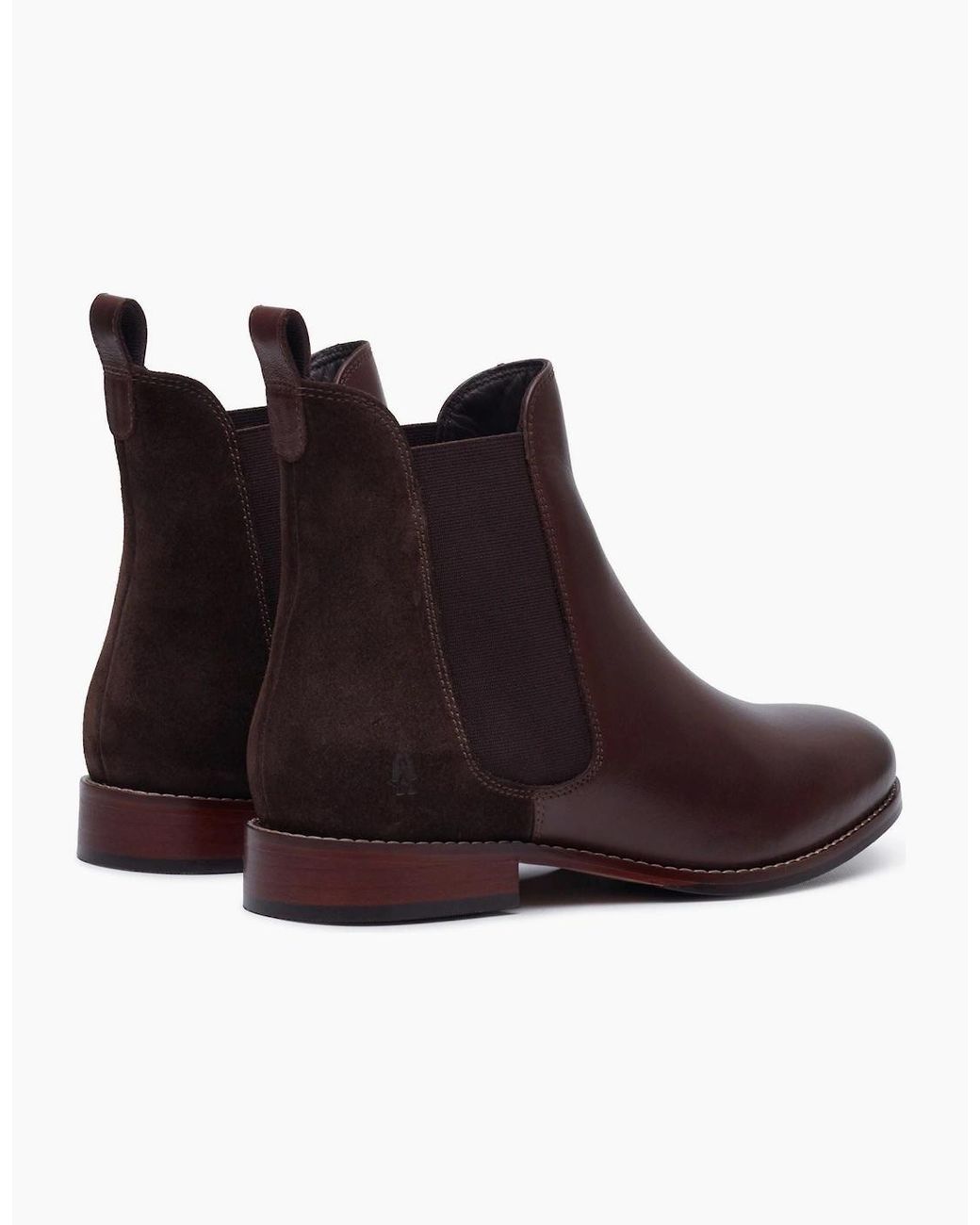Hush Puppies Purple Colette Leather Chocolate Wide Fit Flat Chelsea Boots