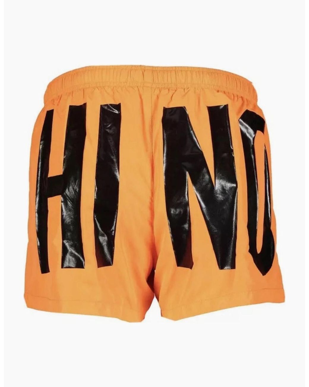 Moschino Orange Brand Print Logo Light Short Swim Shorts for men