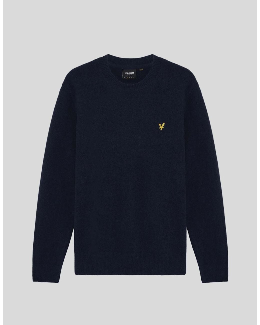 Lyle & Scott Blue Brushed Crew Neck Jumper for men