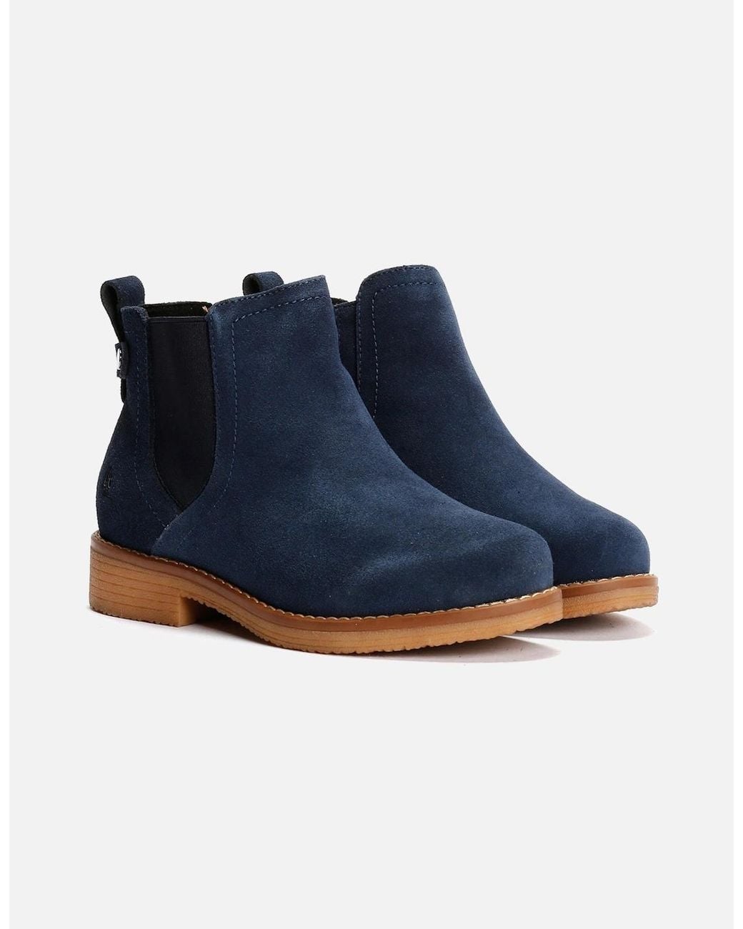 Hush Puppies Blue Maddy Wide Suede Flat Chelsea Boots